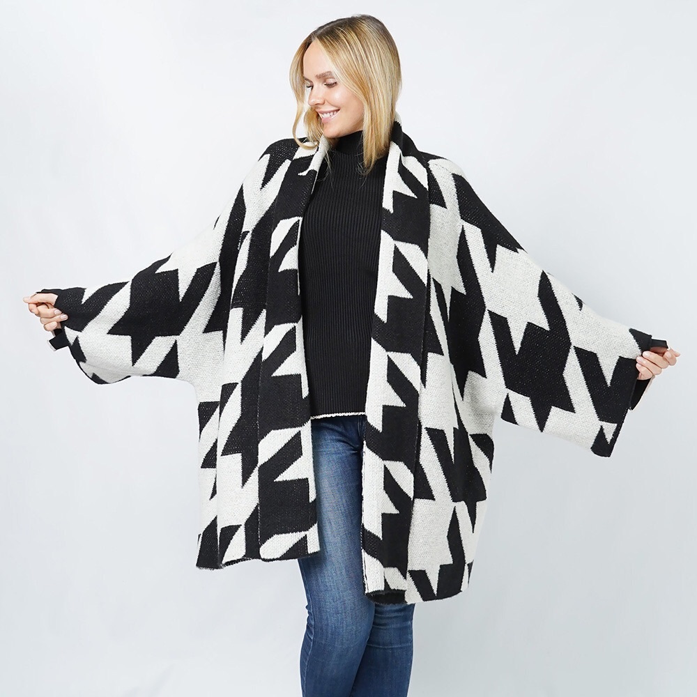 Houndstooth Knit Cardigan